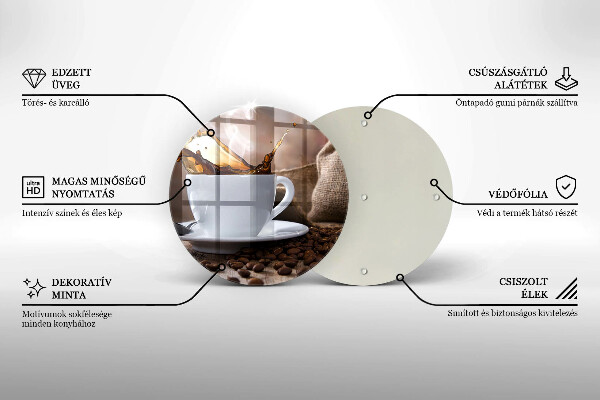 Kuchynská doska zo skla Šálka a kávové zrná