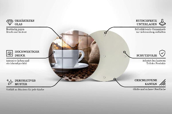 Kuchynská doska zo skla Šálka a kávové zrná