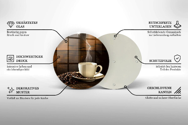 Kuchynská doska zo skla Drevená šálka na kávu