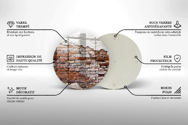 Kuchynská doska zo skla Stará tehlová a betónová stena