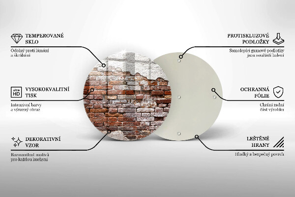 Kuchynská doska zo skla Stará tehlová a betónová stena