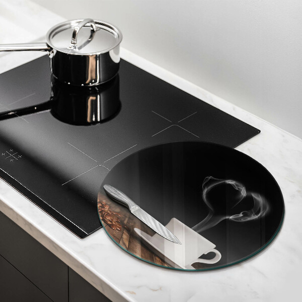 Kuchynská doska zo skla Srdce šálky kávy