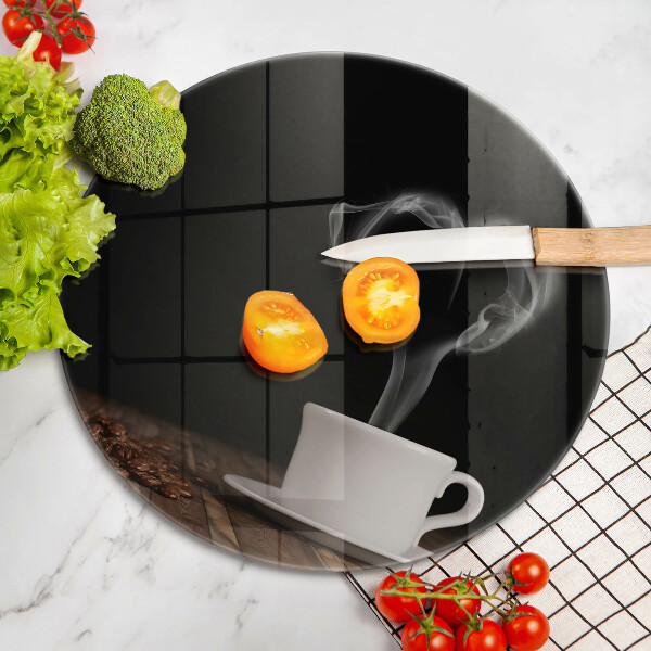 Kuchynská doska zo skla Srdce šálky kávy