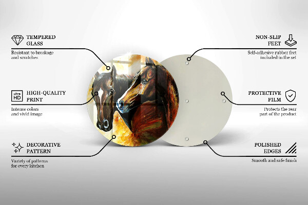 Kuchynská doska zo skla Zvieratá kone