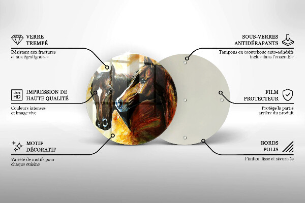 Kuchynská doska zo skla Zvieratá kone