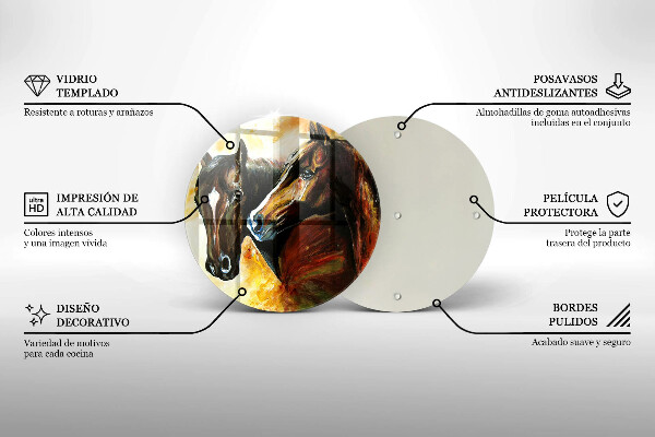 Kuchynská doska zo skla Zvieratá kone