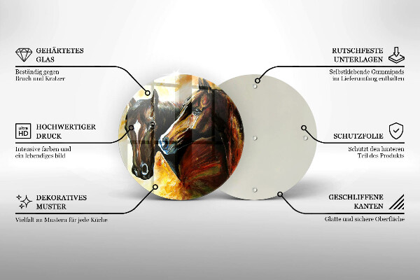 Kuchynská doska zo skla Zvieratá kone