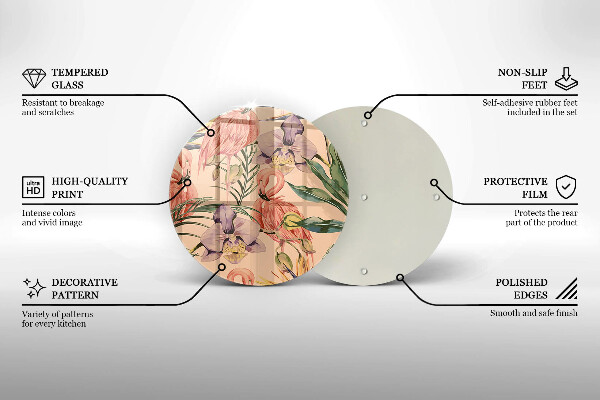 Kuchynská doska veľká zo skla Ilustrácie plameniakov