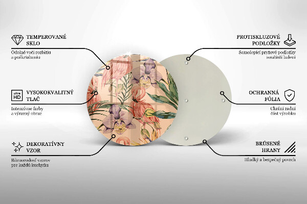 Kuchynská doska veľká zo skla Ilustrácie plameniakov