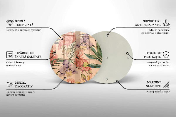 Kuchynská doska veľká zo skla Ilustrácie plameniakov