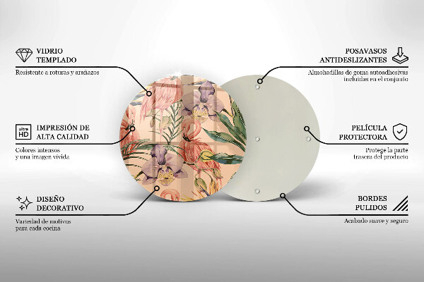 Kuchynská doska veľká zo skla Ilustrácie plameniakov