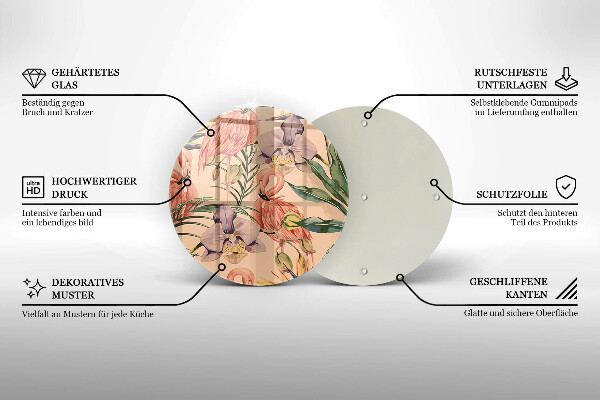 Kuchynská doska veľká zo skla Ilustrácie plameniakov