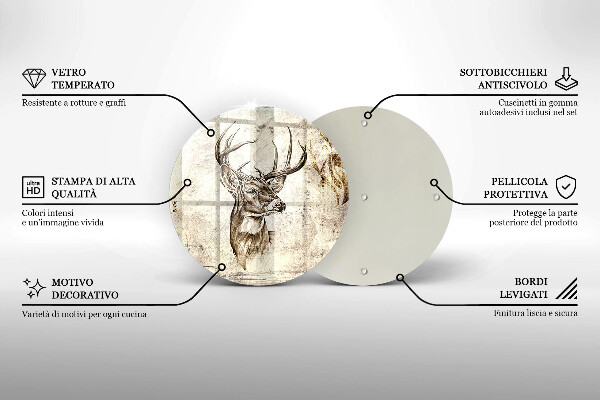 Kuchynská doska zo skla Jeleň zvierat ilustrácie