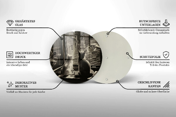 Kuchynská doska zo skla Mesto mačky a okno