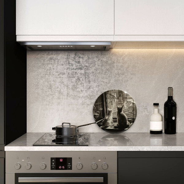 Kuchynská doska zo skla Mesto mačky a okno