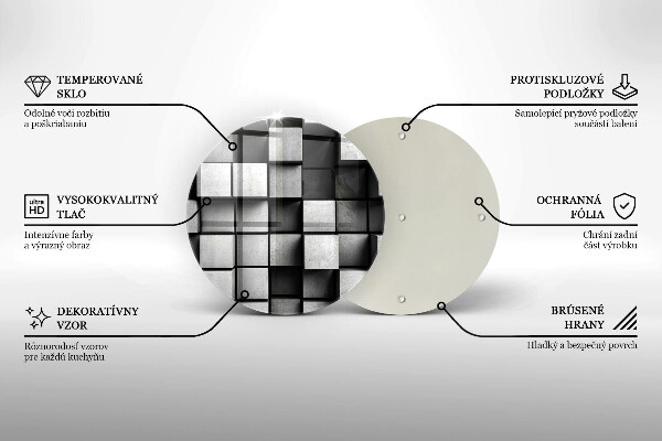 Kuchynská doska zo skla Abstraktné 3D štvorce