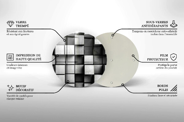 Kuchynská doska zo skla Abstraktné 3D štvorce