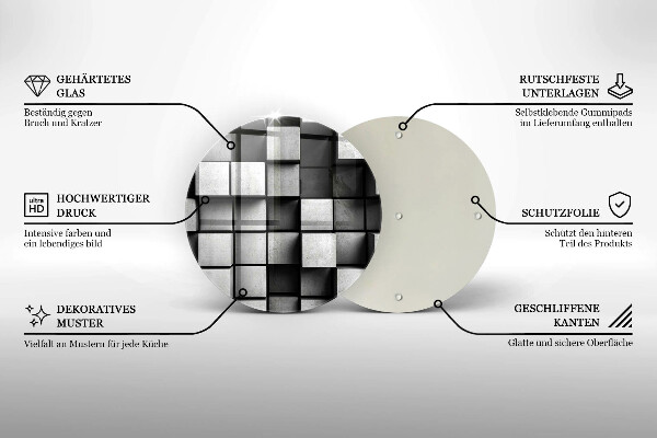 Kuchynská doska zo skla Abstraktné 3D štvorce