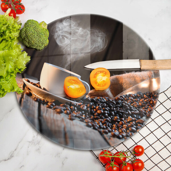 Kuchynská doska zo skla Šálka kávy a srdce