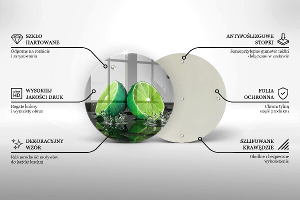 Kuchynská doska zo skla Šťavnaté limetky a voda