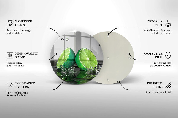 Kuchynská doska zo skla Šťavnaté limetky a voda