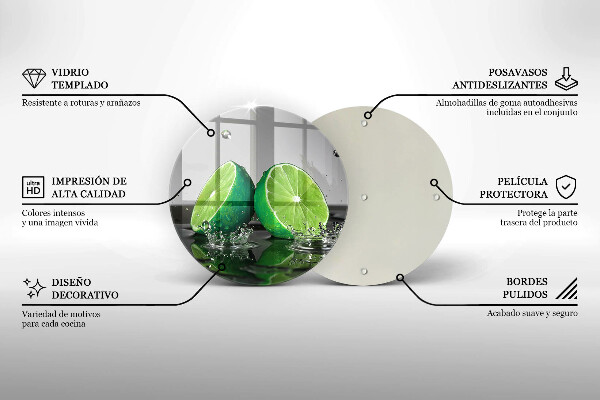 Kuchynská doska zo skla Šťavnaté limetky a voda
