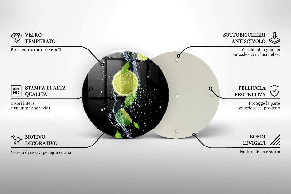 Kuchynská doska zo skla Šťavnaté limetky vo vode
