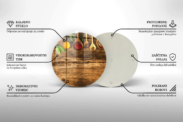 Kuchynská doska zo skla Drevené lyžice korenia