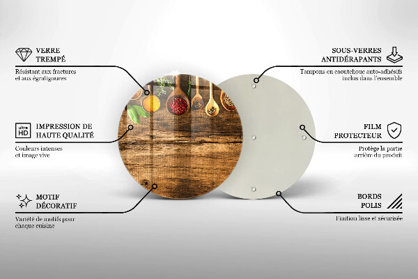 Kuchynská doska zo skla Drevené lyžice korenia