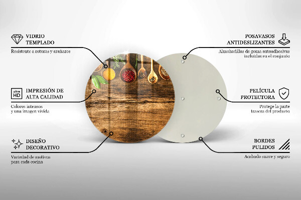 Kuchynská doska zo skla Drevené lyžice korenia