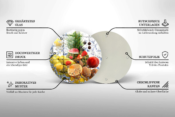 Kuchynská doska zo skla Šťavnaté ovocie a voda