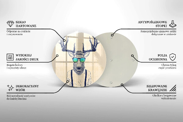 Kuchynská doska zo skla Jeleň muž ilustrácie