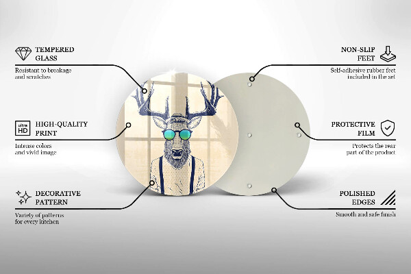Kuchynská doska zo skla Jeleň muž ilustrácie