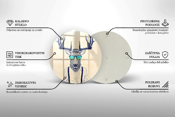 Kuchynská doska zo skla Jeleň muž ilustrácie