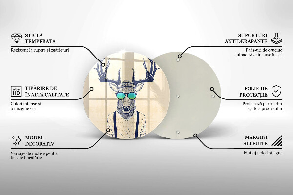 Kuchynská doska zo skla Jeleň muž ilustrácie