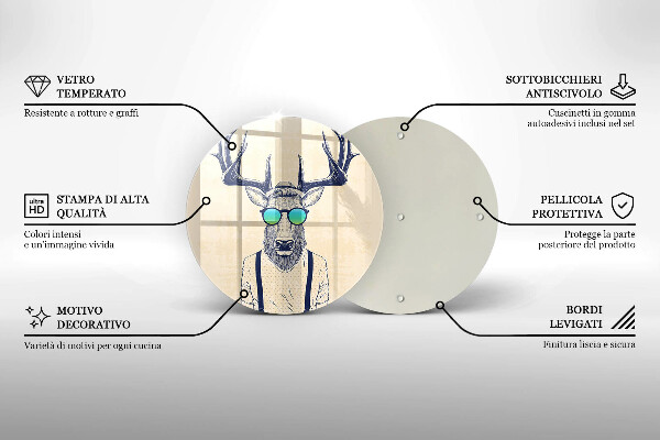 Kuchynská doska zo skla Jeleň muž ilustrácie