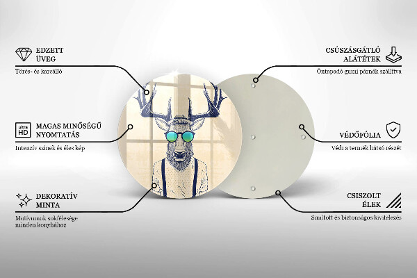 Kuchynská doska zo skla Jeleň muž ilustrácie