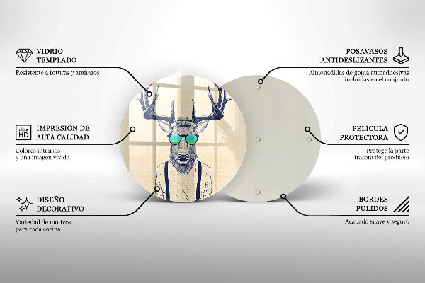 Kuchynská doska zo skla Jeleň muž ilustrácie