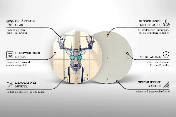 Kuchynská doska zo skla Jeleň muž ilustrácie