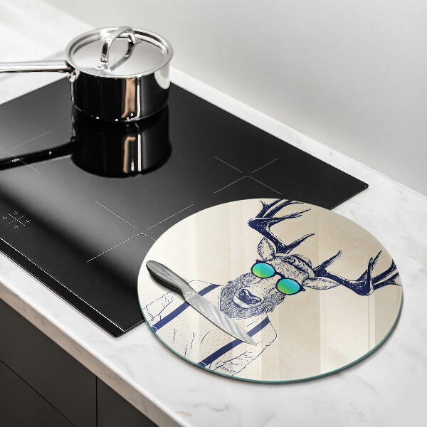 Kuchynská doska zo skla Jeleň muž ilustrácie