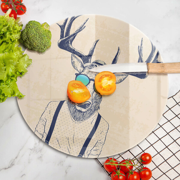 Kuchynská doska zo skla Jeleň muž ilustrácie