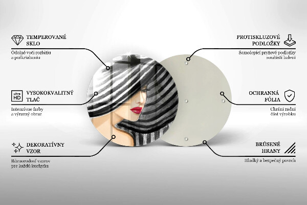 Kuchynská doska zo skla Žena v klobúku