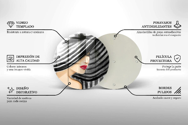 Kuchynská doska zo skla Žena v klobúku