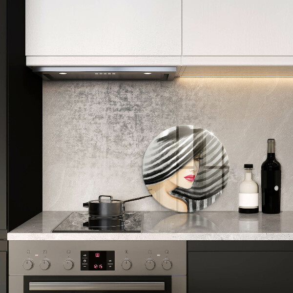 Kuchynská doska zo skla Žena v klobúku