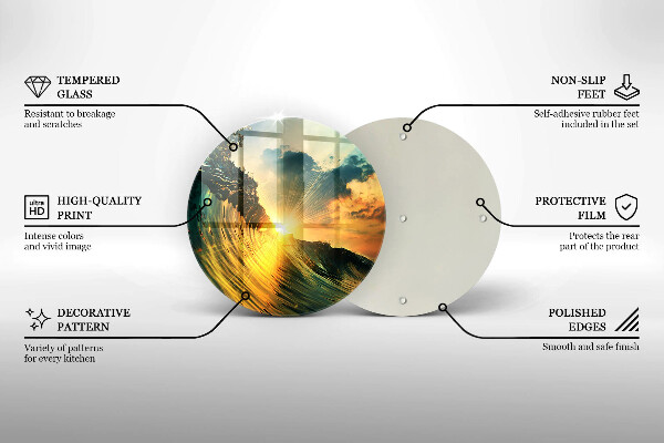 Kuchynská doska zo skla Vlna a západ slnka