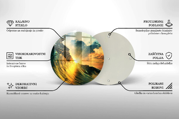 Kuchynská doska zo skla Vlna a západ slnka