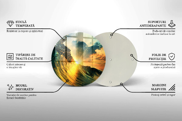 Kuchynská doska zo skla Vlna a západ slnka