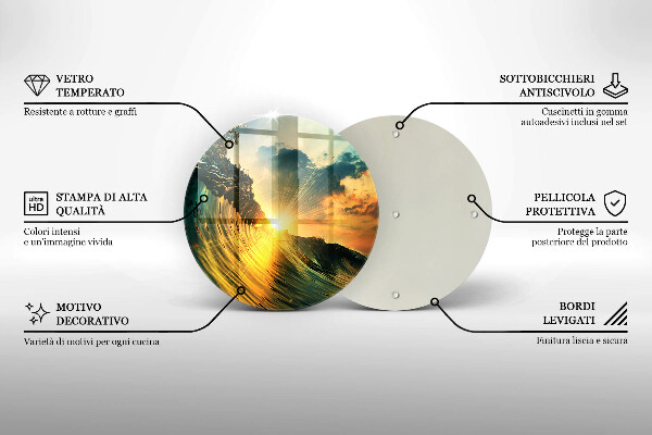 Kuchynská doska zo skla Vlna a západ slnka