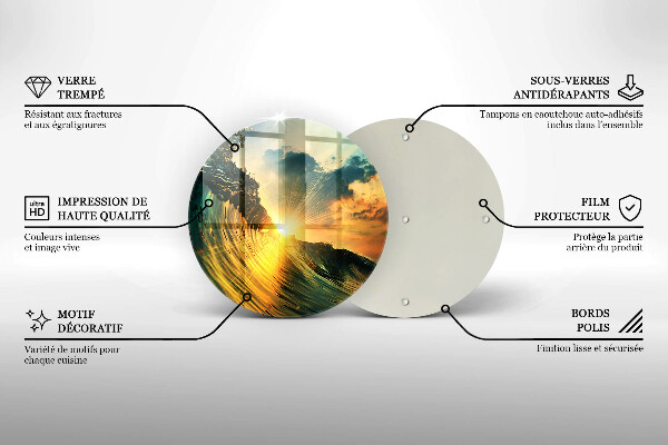 Kuchynská doska zo skla Vlna a západ slnka