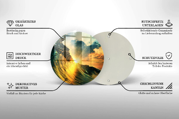 Kuchynská doska zo skla Vlna a západ slnka